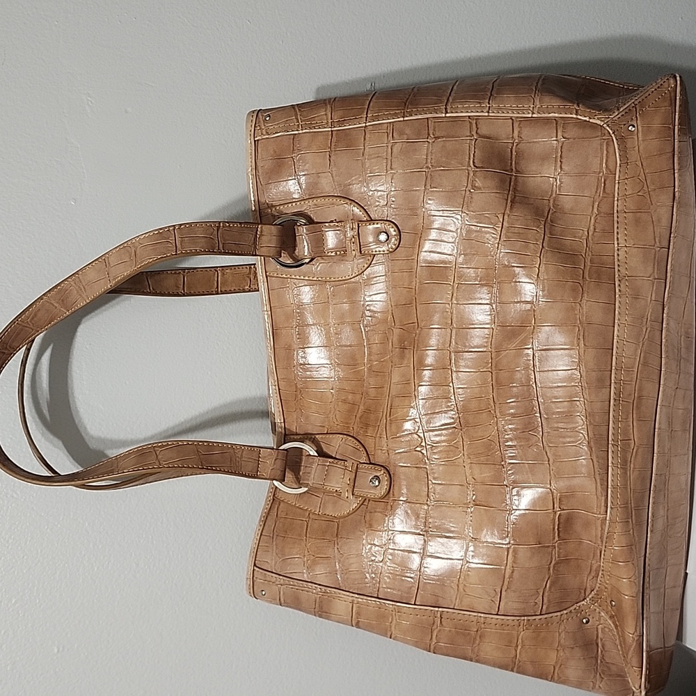 Liz Claiborne Tan Crocodile-Patterned Tote